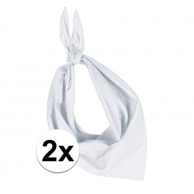 Bandana/hals zakdoek - 15x - wit - voor kind en volwassenen - polyester/katoen