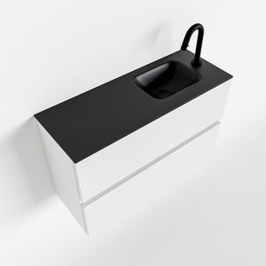Toiletmeubel Mondiaz Ada | 80 cm | Meubelkleur Talc | Lex wastafel Urban Rechts | 1 kraangat