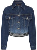 Philipp Plein Crystal cropped denim jacket - Bleu