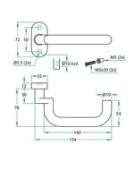 Gatdeel CHASE II gekropt rvs mat 8mm ovaal rozet