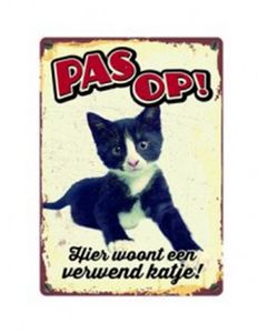 Plenty Gifts waakbord blik verwend katje
