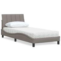 Bed met matras "Hanko" stof taupe 90x190 cm