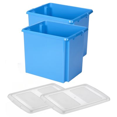 Sunware - Set van 2x opslagbox kunststof 45 liter blauw 45 x 36 x 36 cm met deksel