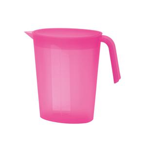 Maatbeker met deksel - fuchsia roze - 1,75 liter - kunststof - L22 x H20 cm