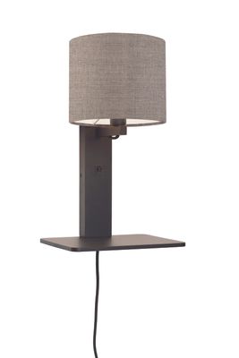 GOOD&MOJO Wandlamp 'Andes' Bamboe en Eco linnen, Met plank, kleur Donkerbeige