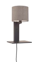 GOOD&MOJO Wandlamp 'Andes' Bamboe en Eco linnen, Met plank, kleur Donkerbeige