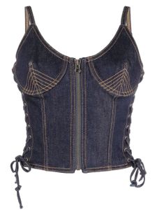 Jean Paul Gaultier haut-bustier à coutures contrastantes - Bleu