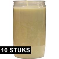 Grafkaars/gedenklicht - 10x - wit - 7 x 15 cm - 6 dagen brandtijd