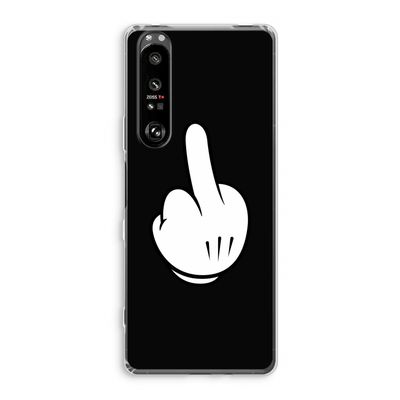 Middle finger black: Sony Xperia 1 III Transparant Hoesje