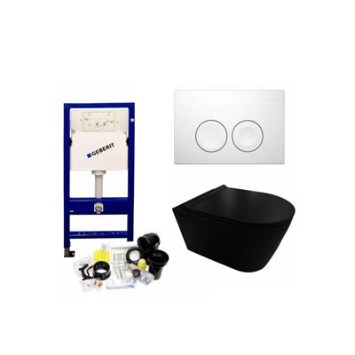 Geberit UP100 Toiletset 35 Civita Black Rimless Mat Zwart Met bril En Drukplaat