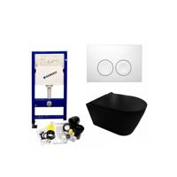 Geberit UP100 Toiletset 35 Civita Black Rimless Mat Zwart Met bril En Drukplaat
