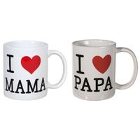 Cadeau koffie mokken voor papa en mama set   -