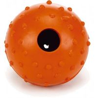 Rubber bal massief met bel hondenspeeltje oranje 5 cm - thumbnail