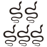 Nep slangen 35 cm - 5x stuks - zwart - Horror/griezel thema decoratie dieren