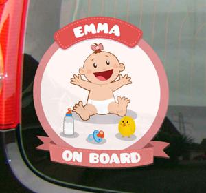 Naamsticker baby aan boord meisje