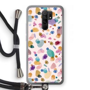 Terrazzo Memphis Pink: Xiaomi Redmi 9 Transparant Hoesje met koord