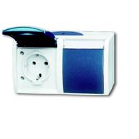 ABB 2CKA002084A0703 Geaard stopcontact IP44 Grijs-wit (RAL 7035), Blauw-groen
