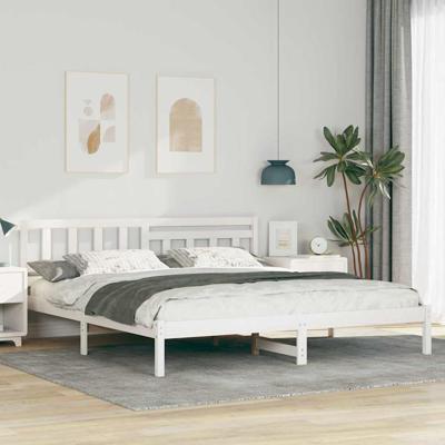 Bedframe met hoofdeinde Wit 180 x 200 cm Massief grenenhout