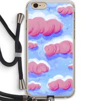 Roze wolken met vogels: iPhone 6 PLUS / 6S PLUS Transparant Hoesje met koord