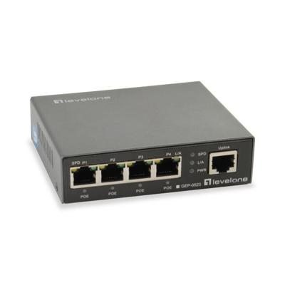 LevelOne gep-0523 5-port gigabit poe switch, ieee 802.3af/at, 4x poe, 60w, 10/100/1000mbps