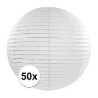 50x Wit kleurige bol versiering lampion 35 cm