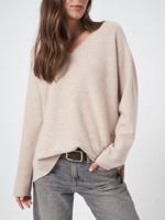 Naadloos gebreide cashmere trui met V-hals