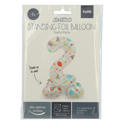 Folat BV Staande folieballon joyful party cijfer 2 -72cm