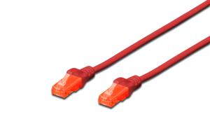 Digitus DK-1617-0025/R RJ45 Netwerkkabel, patchkabel CAT 6 U/UTP 0.25 m Rood Halogeenvrij, Verdraaide paren 1 stuk(s)