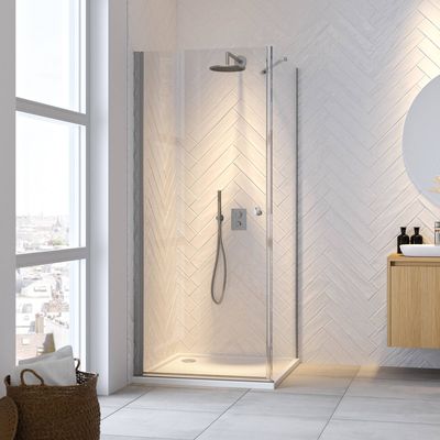 Sealskin Get Wet Hooked draaideur met zijwand 90x90x200cm zilver hoogglans