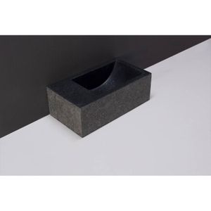 Fontein Forzalaqua Venetia XS Graniet Gezoet Gebrand Met Kraangat Links 29x16x10 cm Forzalaqua