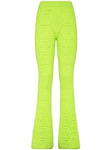 Philipp Plein pantalon évasé en maille intarsia - Jaune