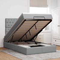 Ottoman bed met matras en LED's 120x190 cm stof lichtgrijs