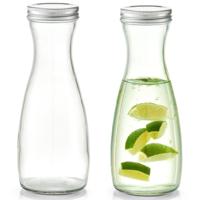 Zeller Karaf - 2x - met schroefdeksel - glas - 1000 ml - schenkkan