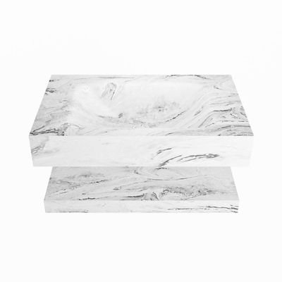 MONDIAZ ALAN-DLUX 70cm planchet Glace. Vrijhangende wastafel CLOUD midden zonder kraangat, kleur Glace.