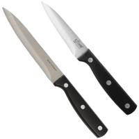 Secret de Gourmet schilmessen Essential - set van 2x stuks - 18 en 22 cm - RVS - zwart