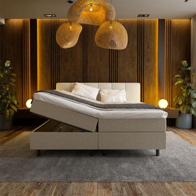 Boxspring Met Opbergruimte Wide 180x210 Cm Beige Koudschuim Topper (10 Cm) Met Opbergruimte Nova Spring - Dekbed-Discounter.nl