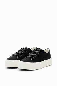 Sneakers met plateauzool en logo - BLACK - 39