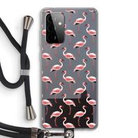 Flamingoprint groen: Samsung Galaxy A72 5G Transparant Hoesje met koord
