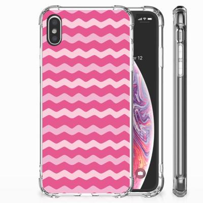 Apple iPhone Xs Max Doorzichtige Silicone Hoesje Waves Pink Apple iPhone Xs Max Doorzichtige Silicone Hoesje Waves Pink