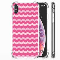 Apple iPhone Xs Max Doorzichtige Silicone Hoesje Waves Pink