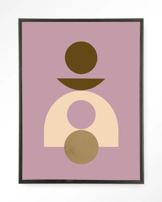 Urban Cotton Wandkleed 'Forma 4 Lilac' 110 x 145cm in Floating Frame - black