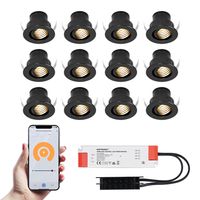 12x Medina zwarte Smart LED Inbouwspots complete set - Wifi & Bluetooth - 12V - 3 Watt - 2700K warm wit