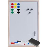 Magnetisch whiteboard/memobord - 40 x 60 cm - met gekleurde stiften - 15x magneten - en een wisser   -