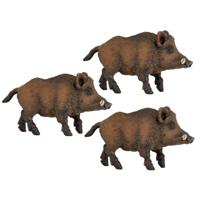 Set van 3x stuks plastic speelgoed dieren figuur wild zwijn 9,5 cm - thumbnail