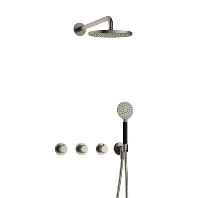 Hotbath Cobber X IBSX70 inbouwdouche met ronde handdouche geborsteld nikkel Hotbath Cobber X IBSX70 inbouwdouche met ronde handdouche geborsteld nikkel