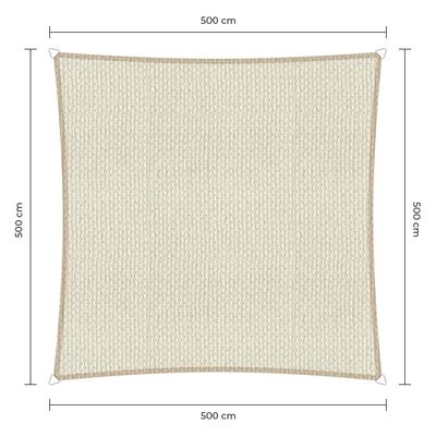 Sunfighter schaduwdoek vierkant ivoor 5x5m.