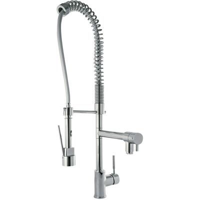 Keukenkraan Tres Top | Opbouw | 360° Draaibaar | Uitrekbare sproeier | Mengkraan | 1-hendel | Rond | Chroom
