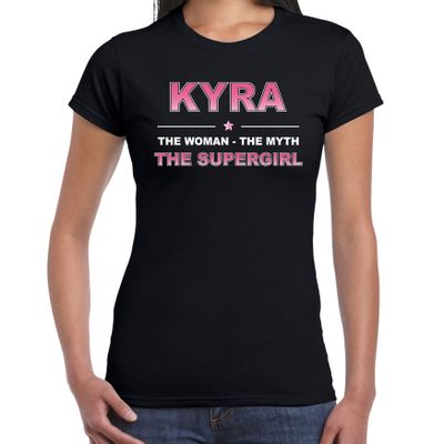 Naam cadeau t-shirt / shirt Kyra - the supergirl zwart voor dames