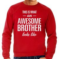 Awesome brother / broer cadeau sweater rood heren - thumbnail