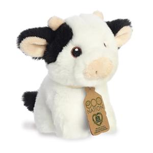 Pluche dieren knuffel koe - zwart/wit - 13 cm - Knuffeldieren koeien speelgoed